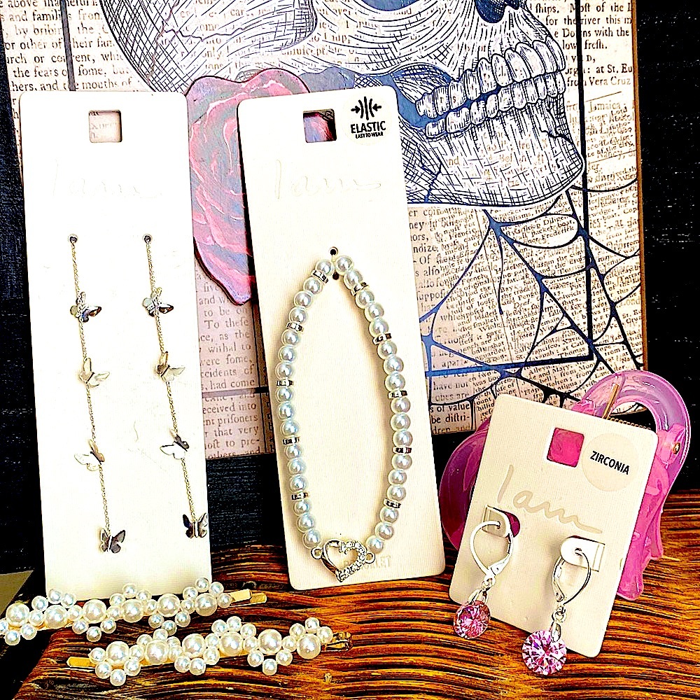 I AM- all NWT 2 pairs of earrings, 2
Hair clips/pins & 1 beautiful bracelet